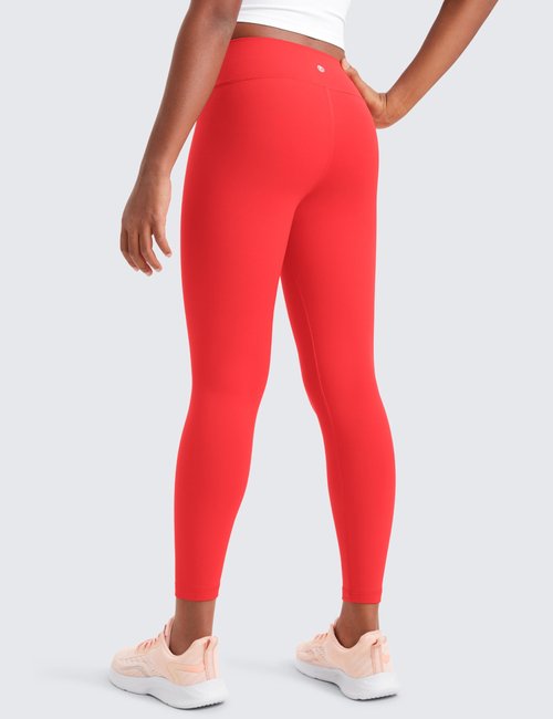 CRZ YOGA Girls Butterluxe Crossover Waist Yoga Leggings - Athletic Sports Casual Pants V Cross Tights Kids Teen Deep Red Medium