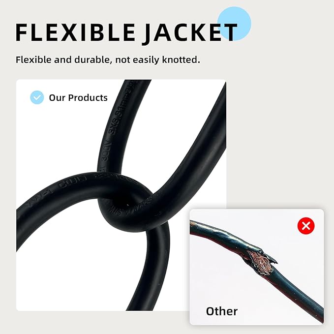 EP 12/3 40 FT Indoor Outdoor Black Extension Cord Waterproof, 12 Gauge 3 Prong Power Cord Flexible Resistant Appliance Extension Cable Electric Cable Outside, 15A 1875W 12AWG SJTW, ETL Listed