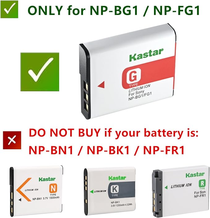Kastar NP-BG1 NP-FG1 Battery + Slim USB Charger