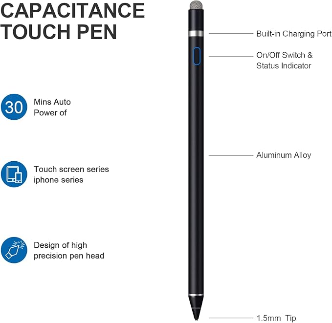Active Stylus Pens for Touch Screens, Active Pencil Smart Digital Pens Fine