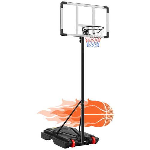 DUMOS 5.08-8.53FT Portable Basketball Hoop Outdoor for Kids, Adjustable Height 44 Inch Shatterproof Backboard w/Shock Absorbent Rim, Fillable Base, 2 Wheels for Swimming Pool/Indoor, White