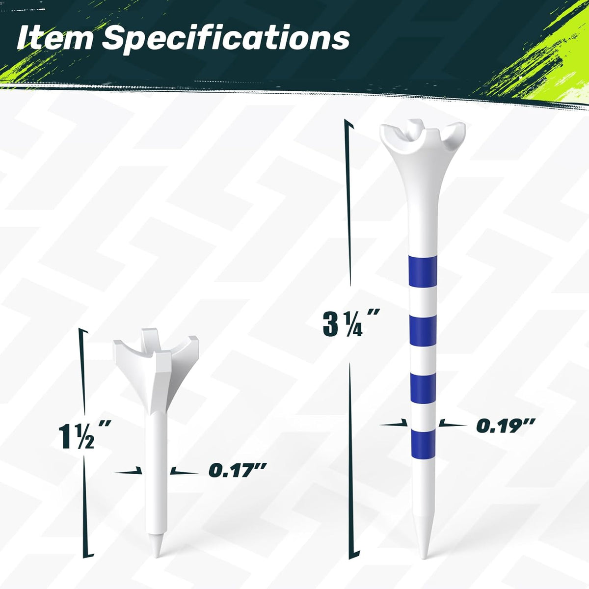 SAPLIZE Golf Tees - Upgraded 4-Prong Design to Reduce Friction & Side Spin | 50/100/120/200 Pack (1.5", 2.75", 3.25")
