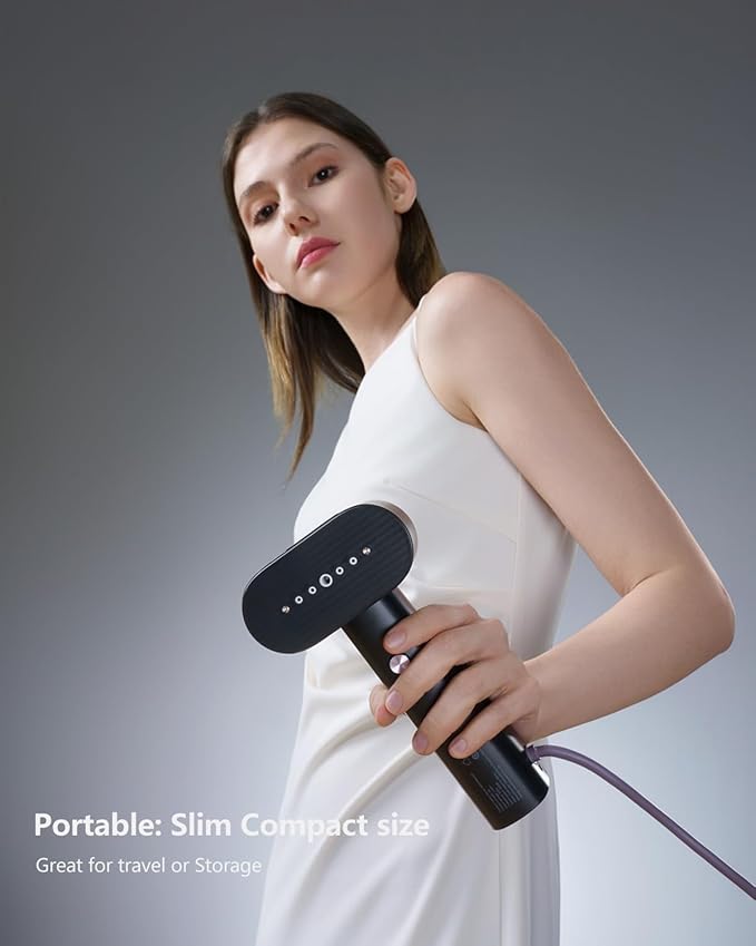 G6 Steamer for Clothes Portable 2-in-1 Travel Iron for Clothes, Just 0.7lbs Lightly, 10 Minutes of Continuous Steam, 900W Light Steamer for travel and home (black)