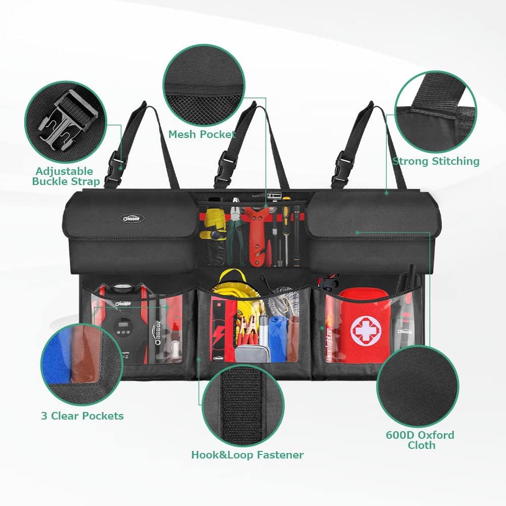 Oasser Trunk Organizer for Car, 6 Storage Compartments 43.3x19in