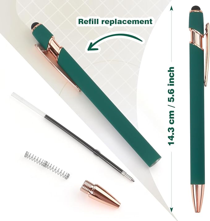 6 Pack Ballpoint Pen 2-in-1 Stylus Retractable Ballpoint Pen