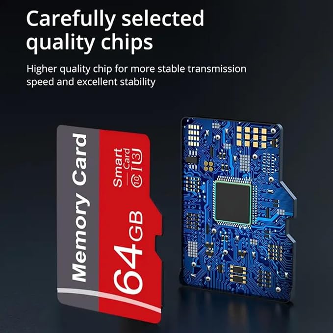 2 Pack Memory Card 64GB with Adapter, High Speed TF Card, UHS-I C10 A1 Memory