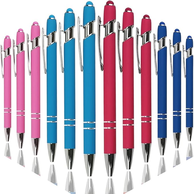 Oddmoal Ballpoint Pen with Stylus Tip, Soft Touch Click Metal Pen, 1.0mm Medium