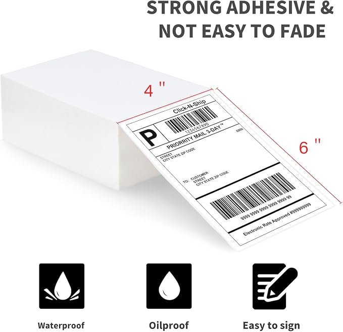 L LIKED 1000 4x6 Thermal Shipping Labels Fanfold, Direct Thermal Printer Labels