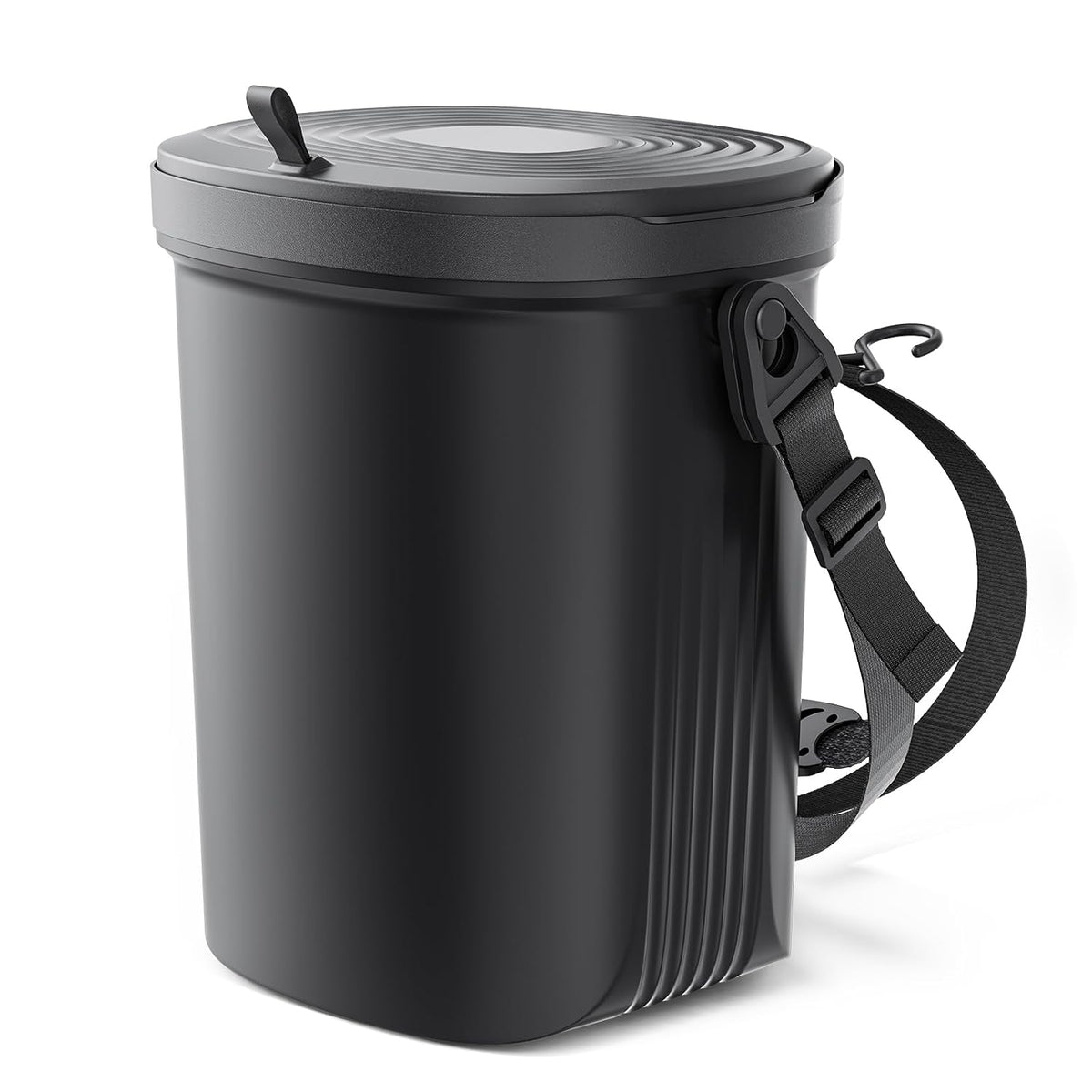 Waretary Car Trash Can with Lid, Leakproof Silicone, 2 Gallon, Black