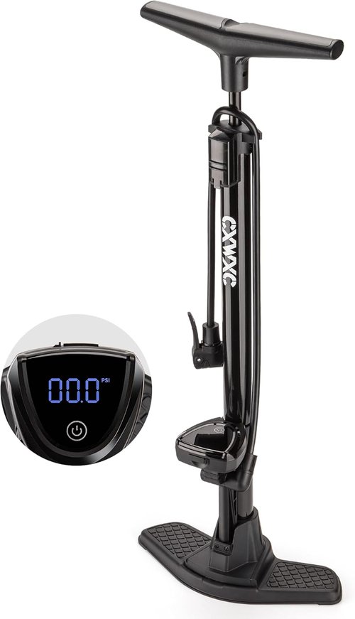 CXWXC Bike Floor Pump - Digital Gauge for 140 PSI | Fits Presta & Schrader Valves, Portable Design