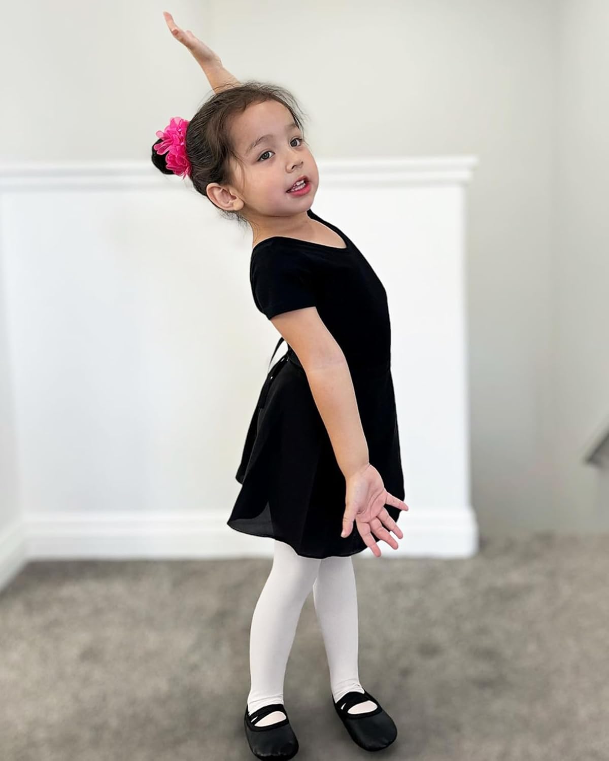 Stelle Black Ballet Dance Leotard for Girls - Stylish Bow Back | Toddler to Big Kids Sizes