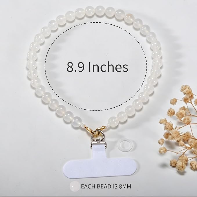 Agate Beaded Phone Wrist Strap for Women Men Stone Beads Charm Handmade