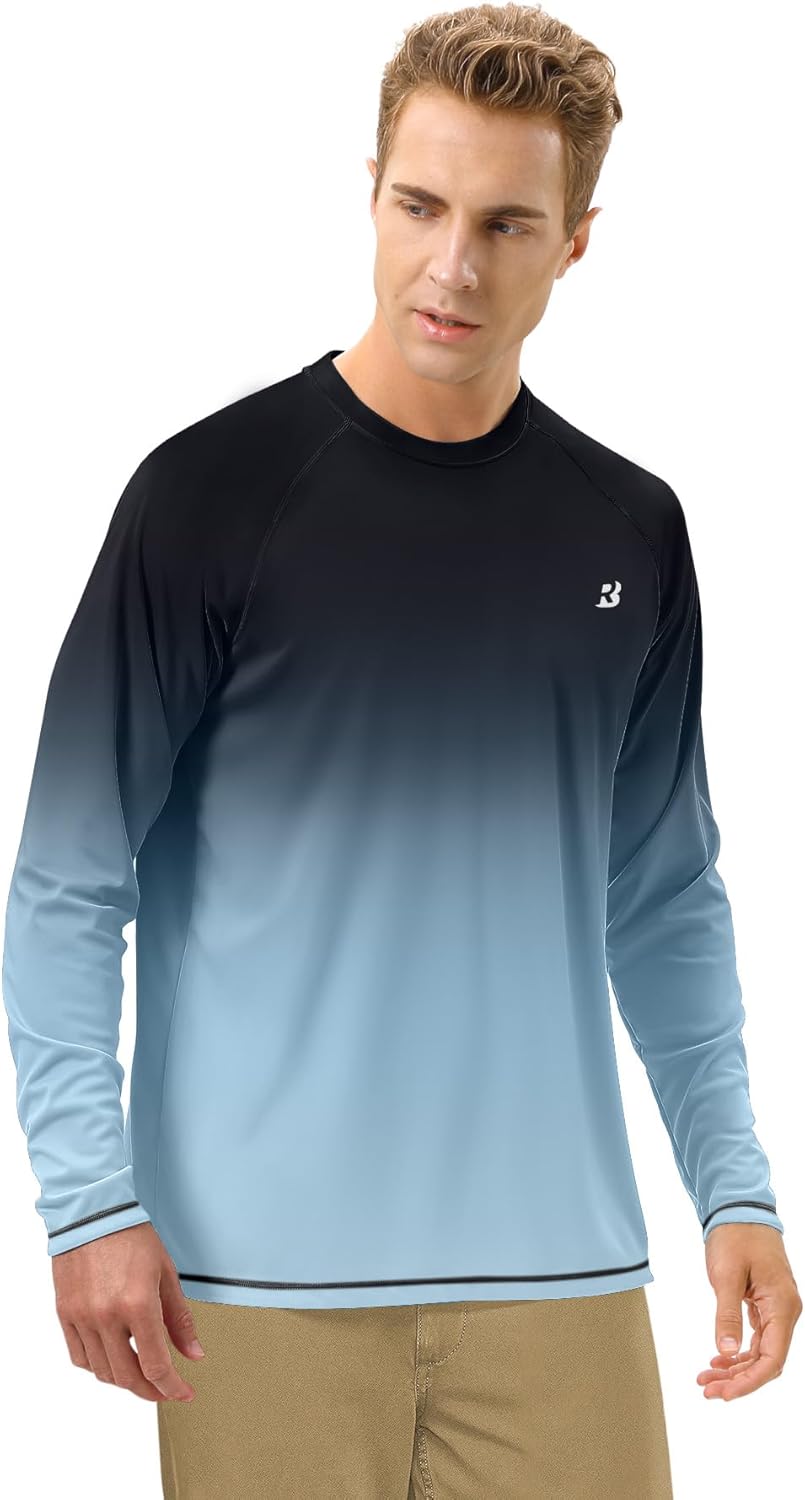 Roadbox Men's UV Sun Protection Shirt - UPF 50+ Long Sleeve Rash Guard for Fishing, Hiking & Running