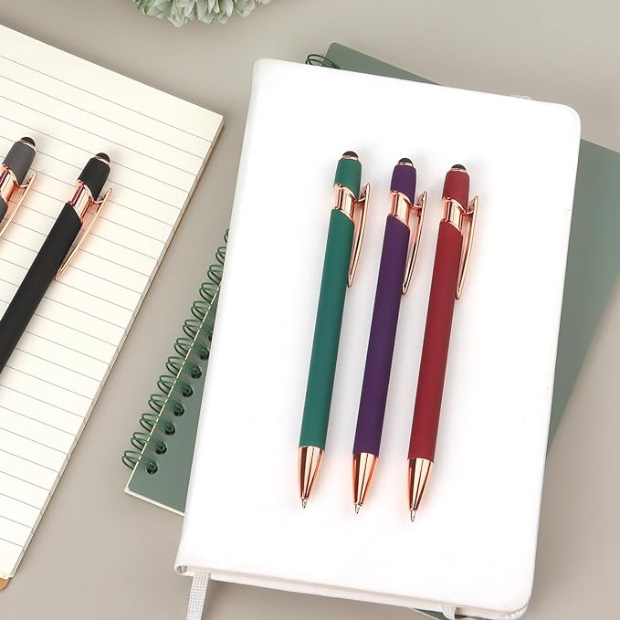 6 Pack Ballpoint Pen 2-in-1 Stylus Retractable Ballpoint Pen
