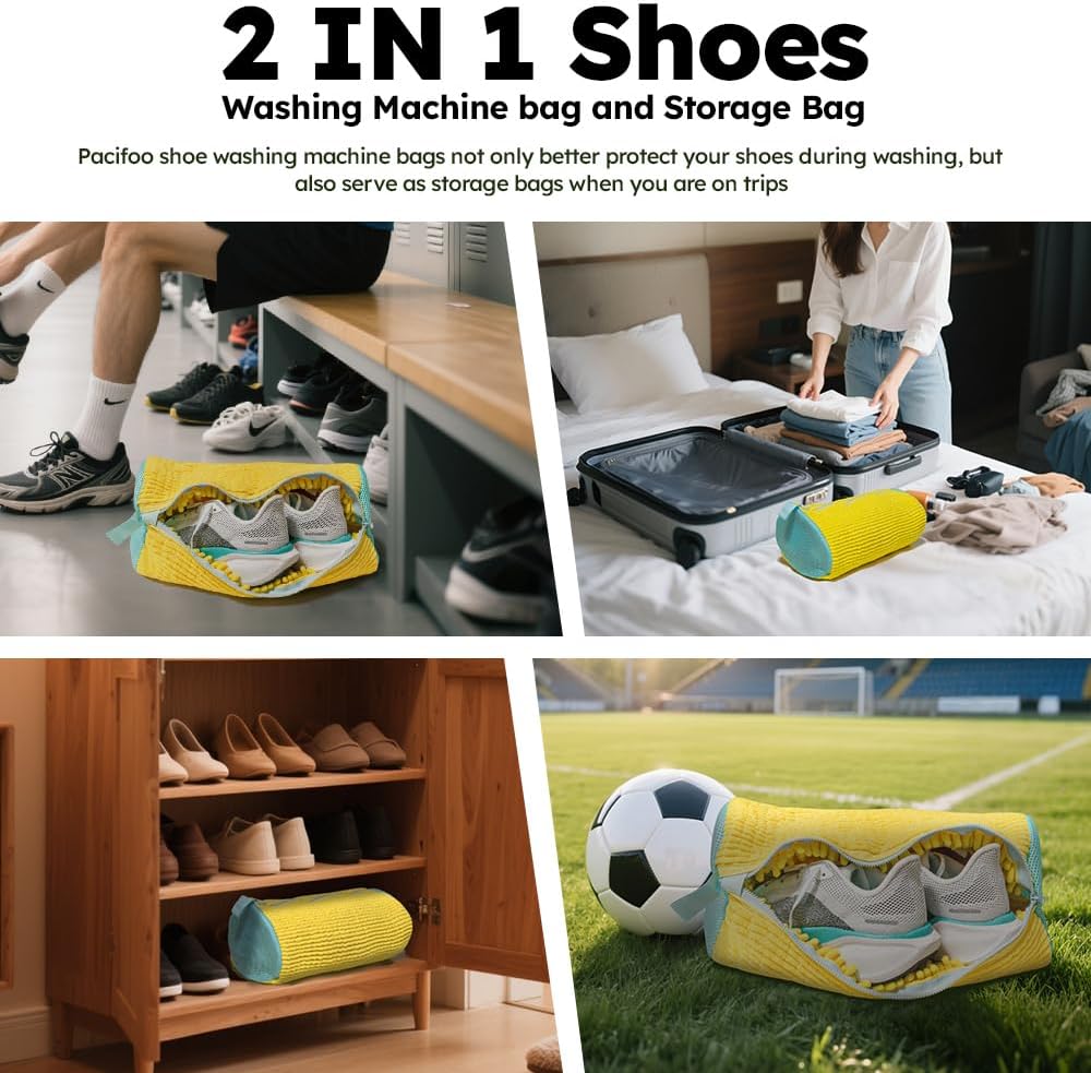 Regine Switzerland Shoe Washing Bag - Reusable Laundry Bag for Sneakers & Tennis Shoes | 2 Pcs Yellow