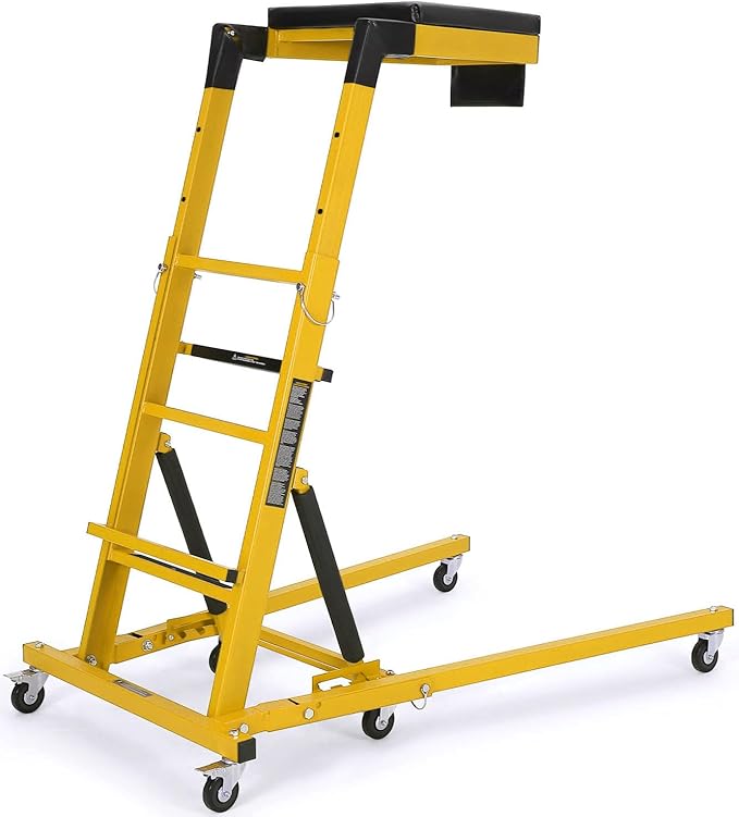 GarveeTech Topside Automotive Creeper with 6 Swivel Casters, 400LB Heavy-Duty Top Creeper, Adjustable Height 48" to 66" & 2" Padded Deck for Truck/SUV Repair, Garage Maintenance, Yellow