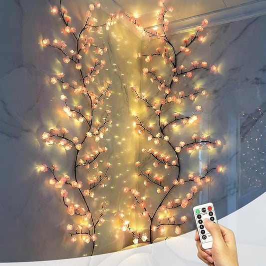 Drawelry LED Willow Vines Light, DIY Enchanted Wall Decoration Vine Flower Lights, Creative Wall Bedrooms Decor Christmas Home Gift for Family (72 Lights(5.3ft))
