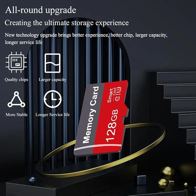 2 Pack Memory Card 128GB with Adapter, High Speed TF Card, UHS-I C10 A1 Memory