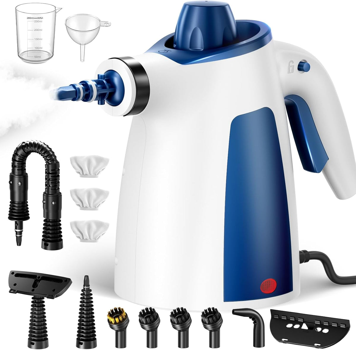 Handheld Steam Cleaner, 230°F Pressurized Steamer with No Water Spitting & Continuous Steam, 350ML Chemical-Free Deep Cleaning for Grease & Grime, 14 Accessories for Grout, Bathroom, Kitchen & Car