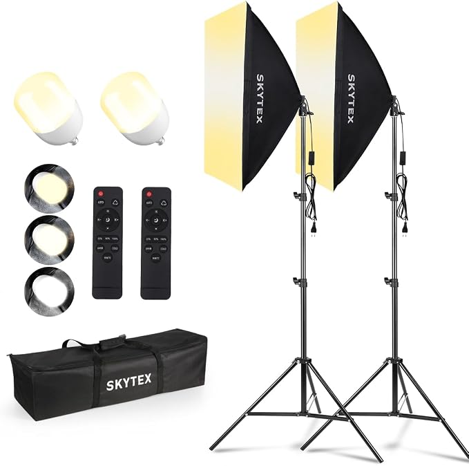 Skytex Softbox Lighting Kit 2Pack, 20x28in Soft Box |Upgrade 135W 2700-6400K