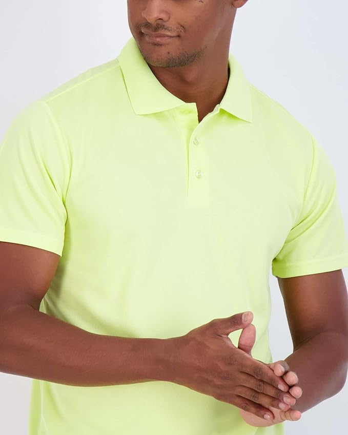 Real Essentials 3 Pack: Men's Quick-Dry Short Sleeve Athletic Performance Polo Shirt (Available in Big & Tall)