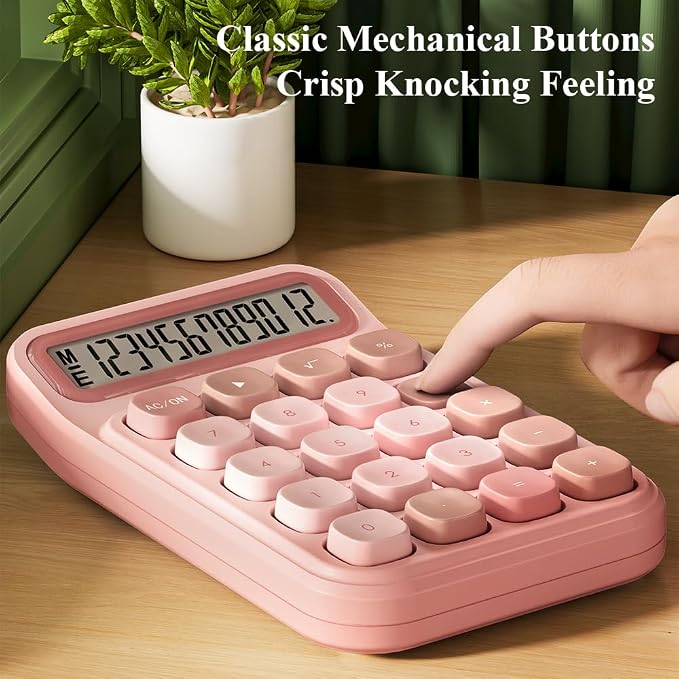 M&G Mechanical Switch Calculator, 12 Digits, Large LCD Display and Big Buttons