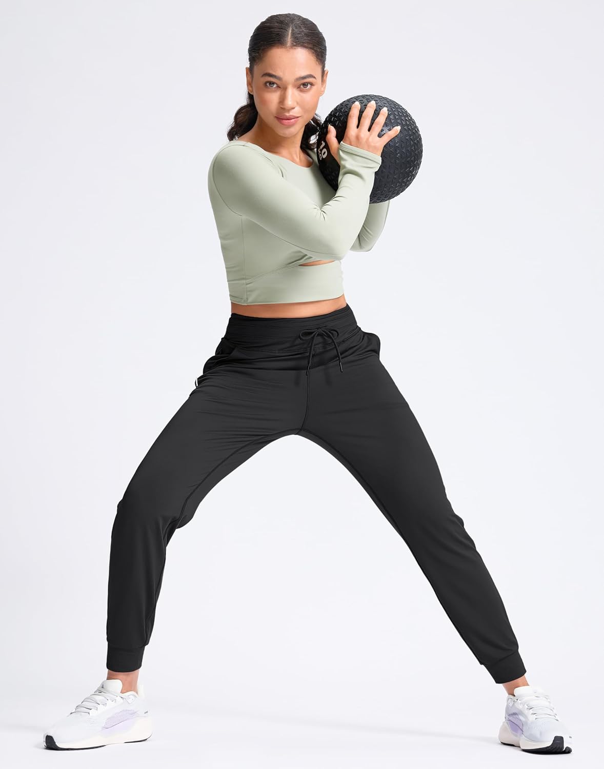 SANTINY Women's High Waisted Sweatpants - Soft Stretch Joggers with Pockets for Athletic Comfort