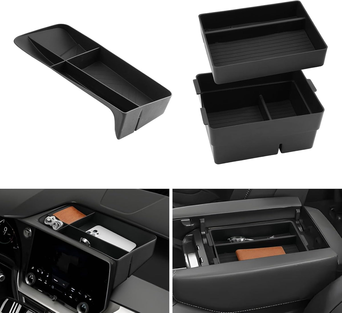 LUWU 2025 2026 Lexus TX Accessories Compatible with 2024-2026 Lexus TX350/TX500/TX550 Center Console Organizer Armrest Console Organizer & Front Center Console Cup Holder Mat 3-Pack