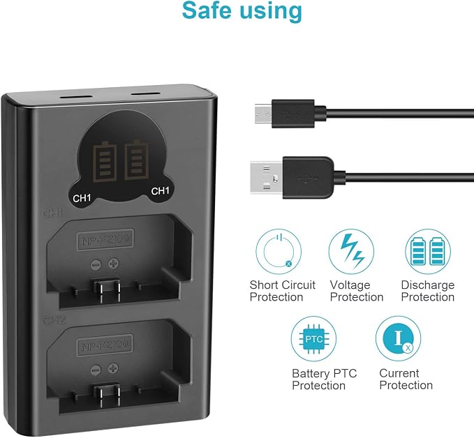 Neewer Dual USB Charger for Sony NP-FZ100 Battery, Compatible