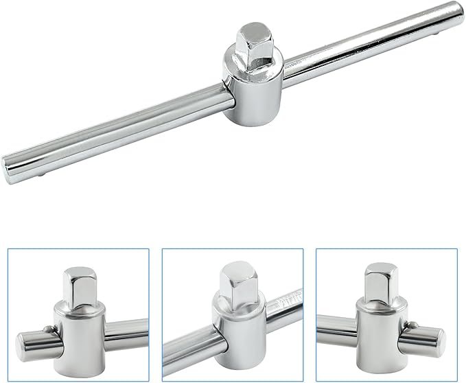 1/4 Inch T-Handle Wrench 113mm/4.4 Inch Length Adjustable T-Handle Socket Hand Tool, Chrome Vanadium Steel Drive Sliding Wrench Breaker Bar For Car Repair