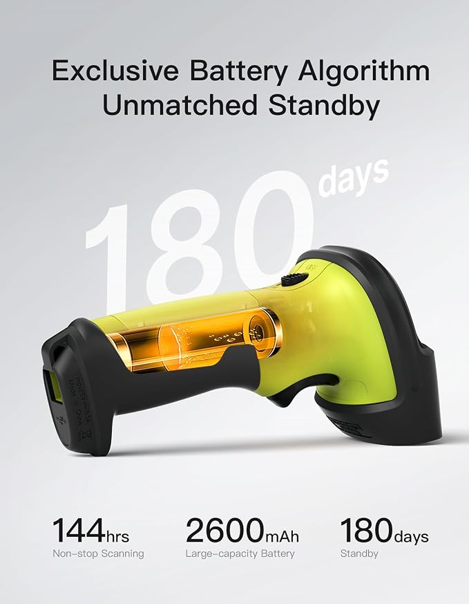 Inateck 2D Barcode Scanner, Wireless Bluetooth QR Code Scanner