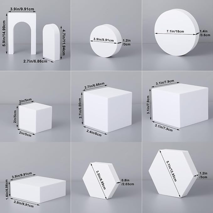10 Pcs Geometric Cube Product Photography Props Set, Hard Foam Photography