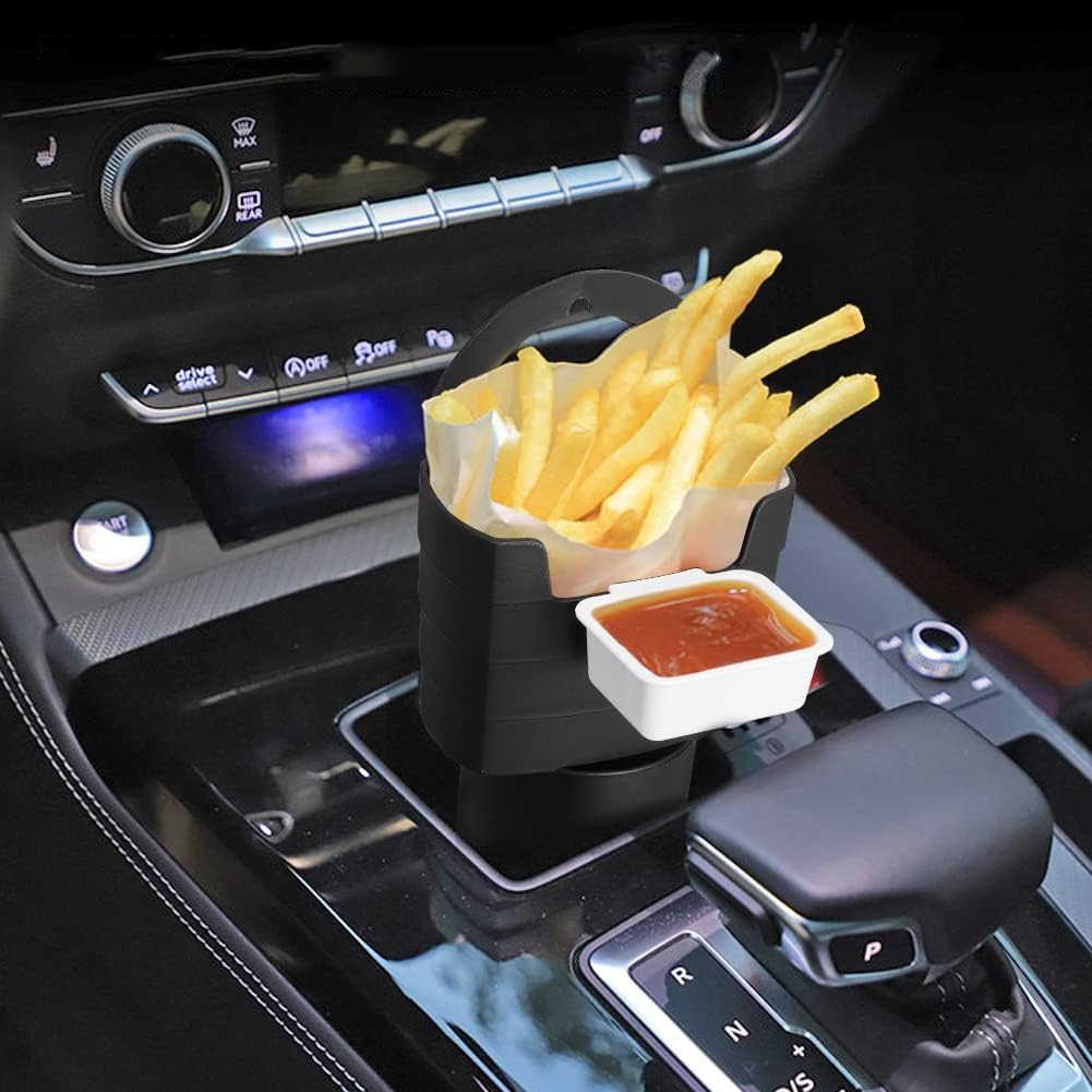 French Fry Holder for Car Multi-Purpose Fast Food Drink Cup Holder Expander Car Storage Box Holder with Dipping Sauce Holder