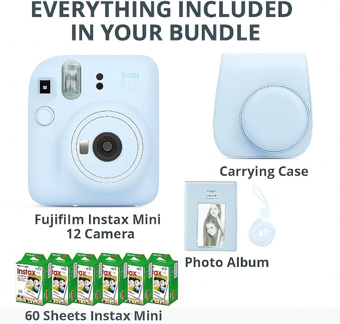 Fujifilm Instax Mini 12 Instant Camera Blossom Pink and Fuji Film Value Pack
