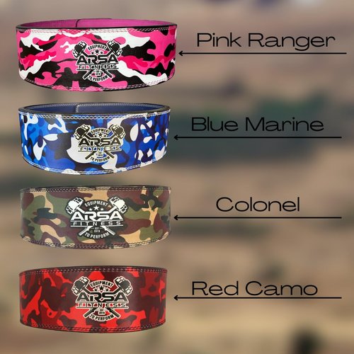 Arsa Fitness 10MM Competition Weightlifting Lever Belt for Men & Women, Powerlifting, Bodybuilding, & Strength Training - Camoflage Series (Blue Camo, Large)
