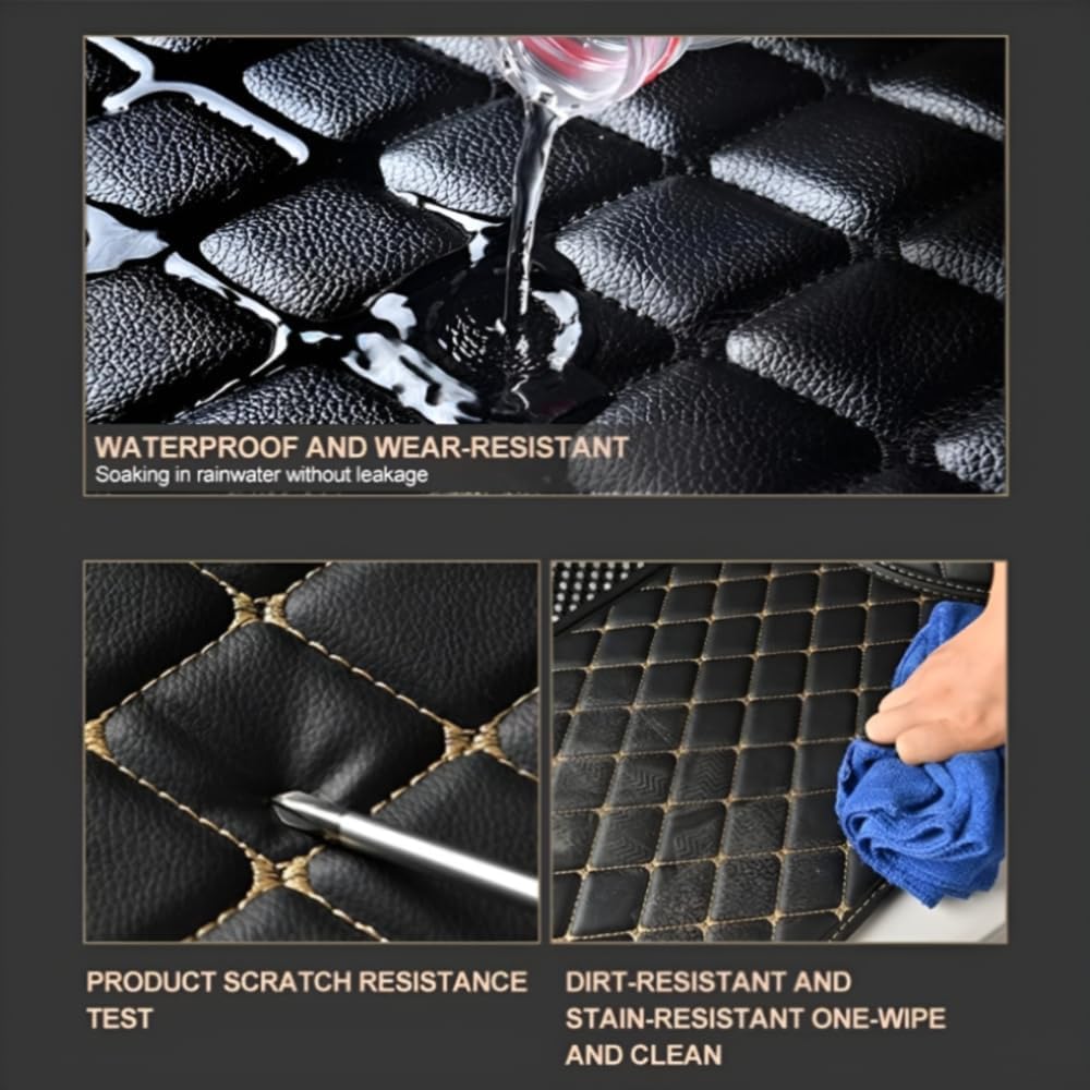 Add Personal Touch to Your Vehicle with IMEISH Customizable Logo Text Car Mats for 99% of vehiclesPads Protection Non-Slip Leather Floor Liners (Edge Brown Medium Black Beige)