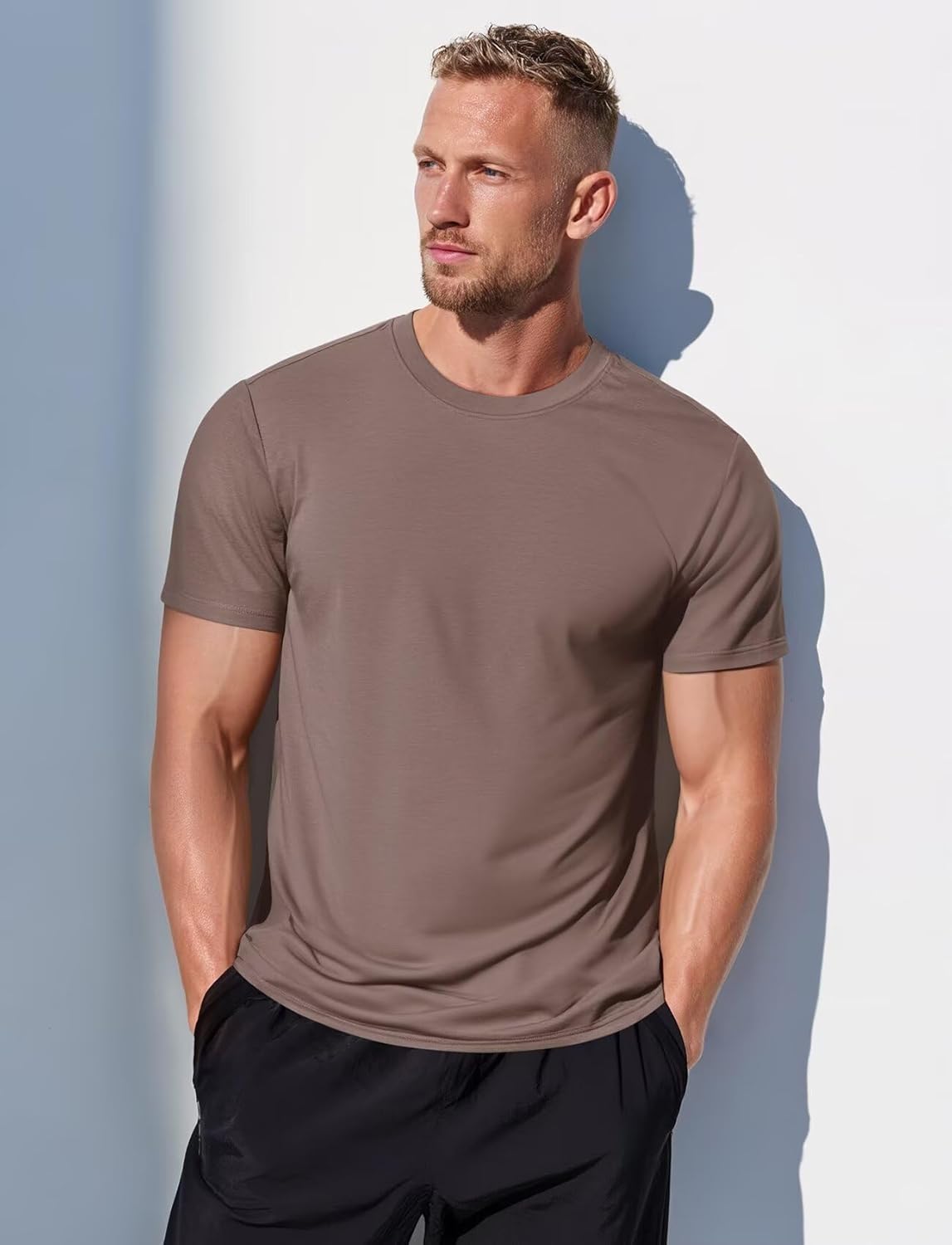 Zengjo Men's Athletic Shirts - Moisture-Wicking Quick-Dry Tees for Running & Gym | Lightweight Crewneck