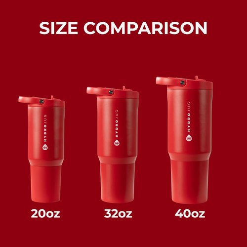 HydroJug Sport - 40oz Stainless Steel Tumbler with Straw | Vacuum Insulated & Leakproof, Ergonomic Design in Alumni Red