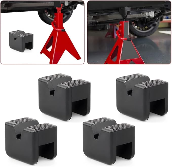BELOMI Jack Stand Pads, 4 Pcs 3 Ton Jack Pad Adapter, Universal Rubber Slotted Frame Rail Pinch Welds Protector Pad for Jack Stand Support Lift, Car Accessories for Sedan, SUV and More