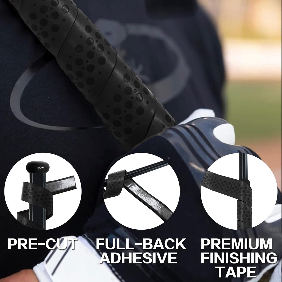 VEASAERS Bat Grip Tape - Soft Comfortable Adhesive for Baseball & Softball | 2/4 Pack, 40 Inch, 1.75mm