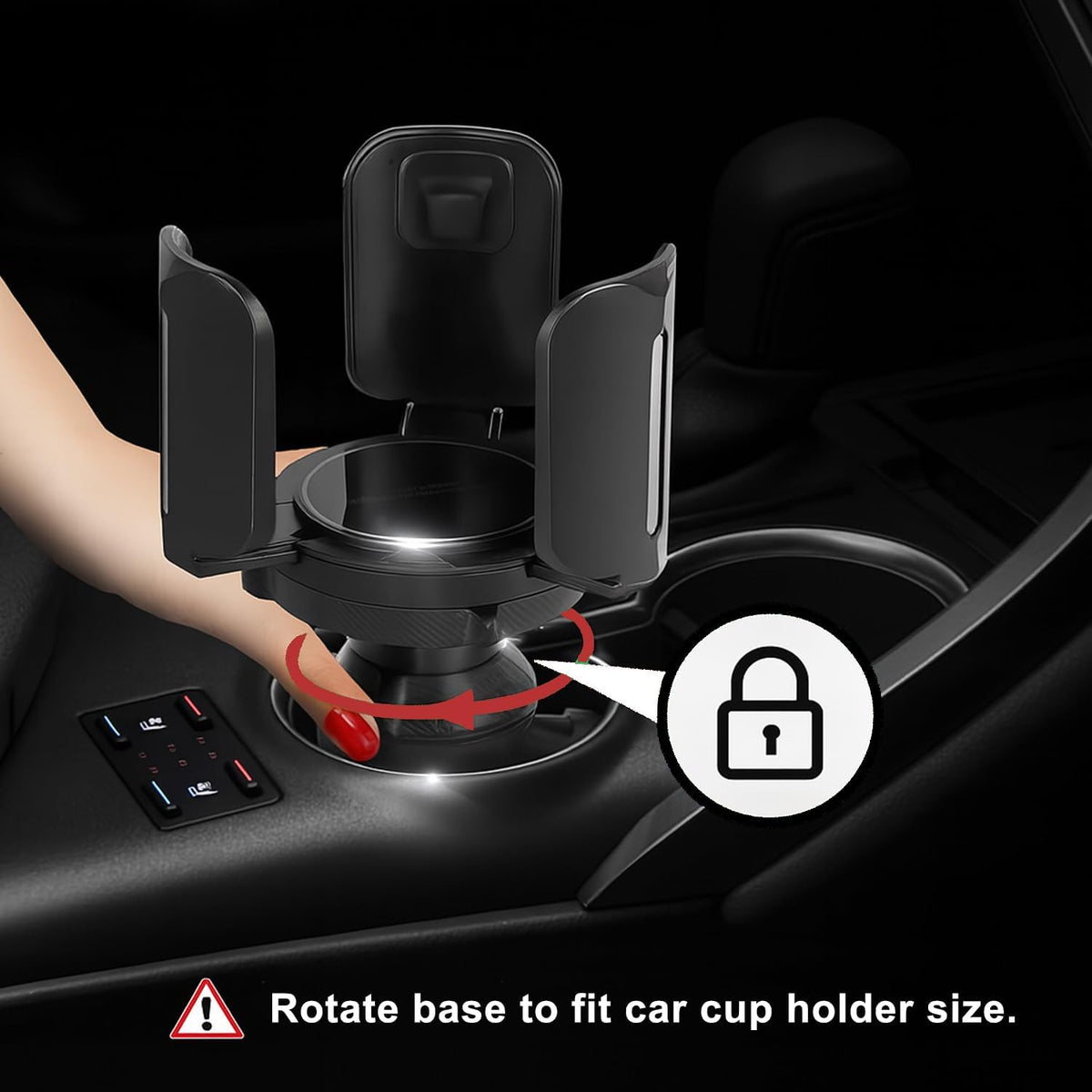 Adjustable Car Cup Holder Expander for Stanley Quencher, IceFlow, Cross Bottle, and Travel Mugs – Applicable for Most Tumblers and Mugs, Fits Most Car Cup Holders (2.3"–4.2"), Anti-Wobble Design