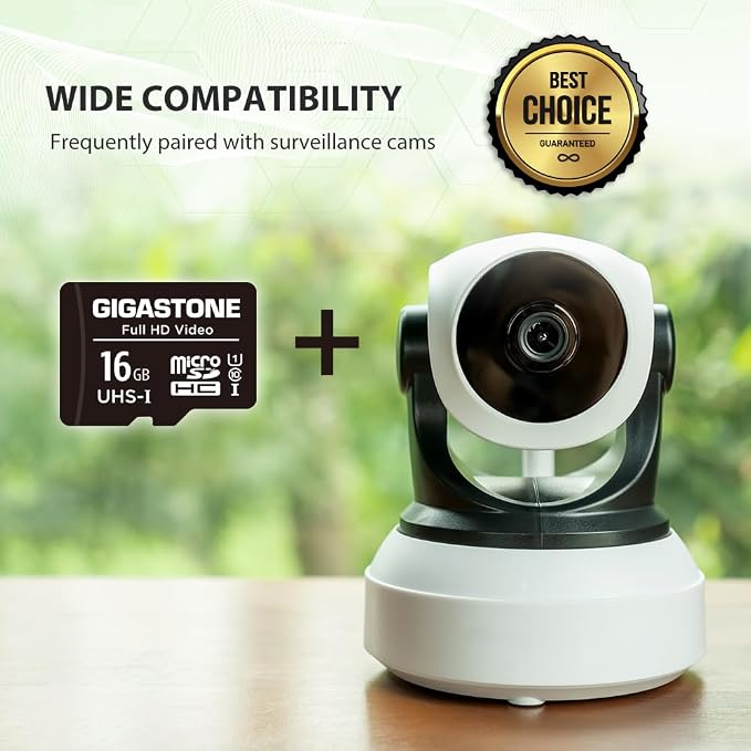 GIGASTONE 16GB Micro SD Card 5-Pack, FHD Video, Surveillance Security Cam