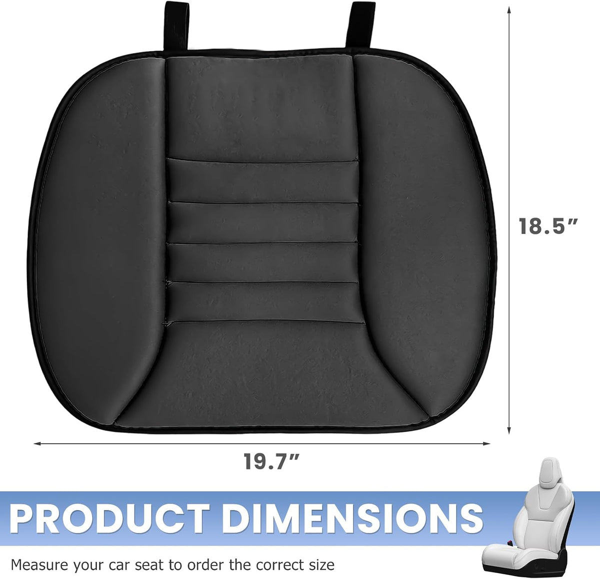 Car Seat Cushion, 1.2" Thick Comfort Memory Foam Seat Protector with Non-Slip Rubber Bottom, Breathable Fabric Driver Seats Cushion Pad for Sciatica Tailbone Back Pain Relief (Black)