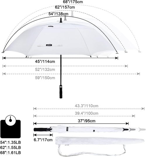 G4Free Golf Umbrella - Oversized 72-Inch Double Canopy, Windproof & Waterproof Design