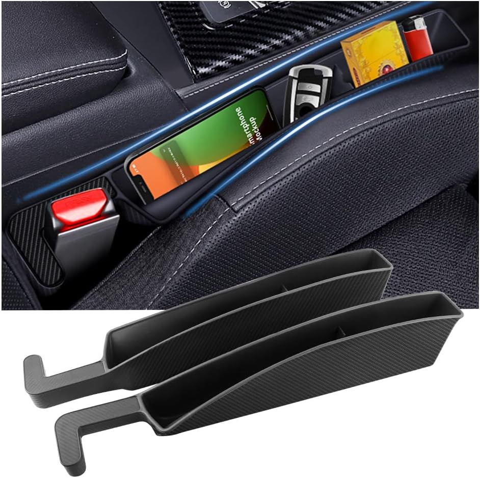 2PCS New Car Seat Gap Filler with 2 Storage Areas,Stylish Car Seat Gap Storage for Stabilizing Phone,Keys Wallet,Universal Car Seat Gap Filler Organizer (Carbon Pink)
