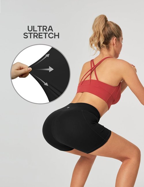 Heathyoga Biker Shorts for Women - High Waisted Tummy Control with Pockets | 5" Spandex Workout Shorts