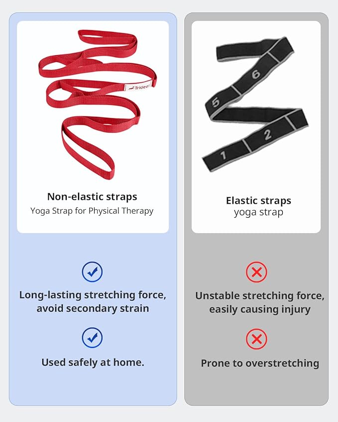 Trideer Stretching Strap Yoga Strap for Physical Therapy, 10 Loops Yoga Straps for Stretching, Non-Elastic Stretch Strap for Pilates, Exercise, Stretch Band for Women & Men