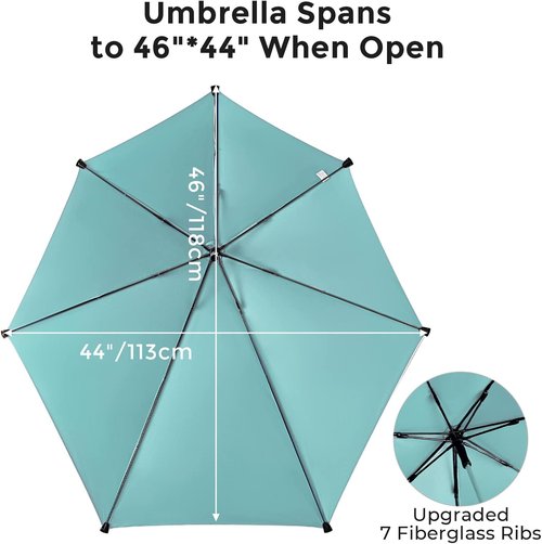 G4Free Height Adjustable Chair Umbrella - UPF 50+ Protection for Beach, Golf Cart, Wheelchair | Lake Blue