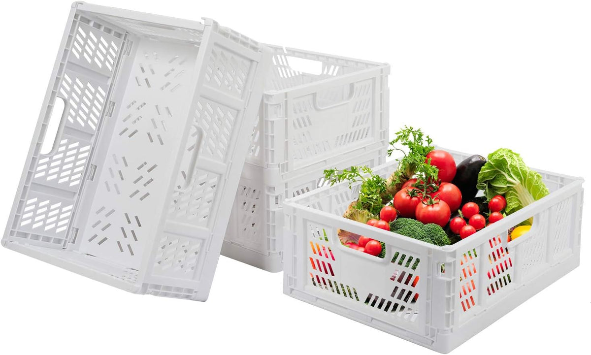 Phyllia 4 PC Baskets Plastic for Shelf Home Kitchen Storage Bin Organizer, Stackable Container Crate for Bedroom Bathroom Office Clothes Beauty(White, 13.3x10.2x5.1)