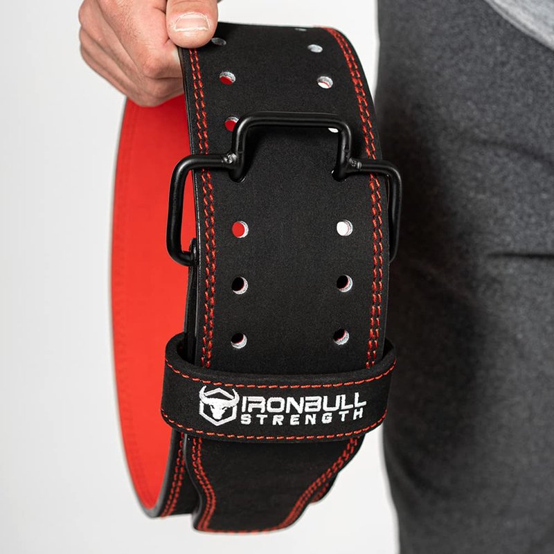 Quick Release Weightlifting Belt PRO - 7mm Fast Lever Lifting Belt - 4-inch Wide Suede Leather Back Support - For Powerlifting, Weight Training, Gym and Fitness (Medium, Black/Red)